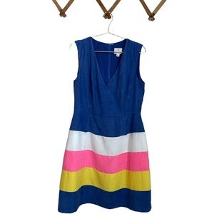 Julie Brown NYC Cobalt Blue Color Blocking A-line Sheath Party Dress (Size 8)